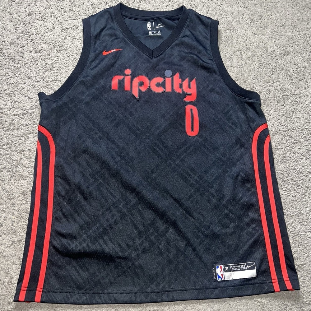 Nike Portland Trail Blazers Damian Lillard #0 NBA Jersey Black Youth XL
